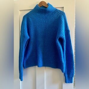 Anthropologie blue cotton blend turtleneck sweater